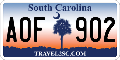 SC license plate AOF902