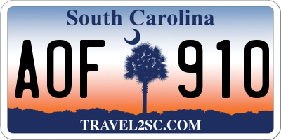 SC license plate AOF910