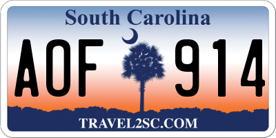 SC license plate AOF914