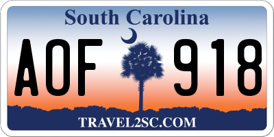 SC license plate AOF918