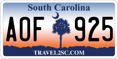 SC license plate AOF925