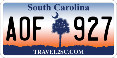 SC license plate AOF927
