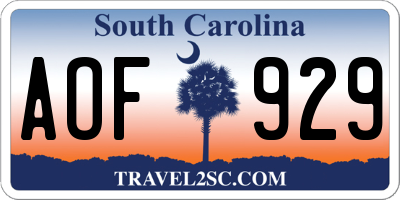 SC license plate AOF929