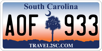 SC license plate AOF933