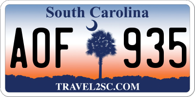 SC license plate AOF935