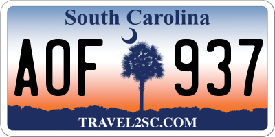 SC license plate AOF937