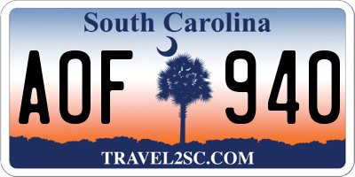 SC license plate AOF940