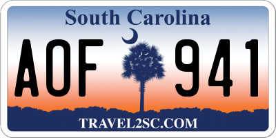 SC license plate AOF941