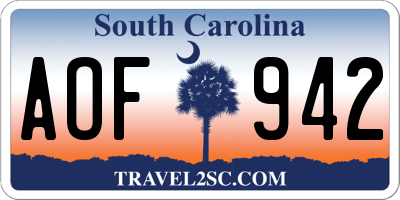 SC license plate AOF942