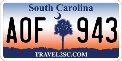 SC license plate AOF943