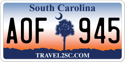 SC license plate AOF945