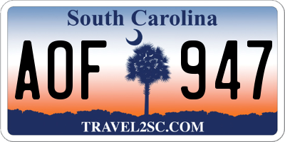 SC license plate AOF947