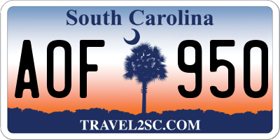 SC license plate AOF950