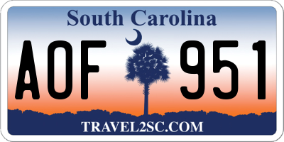 SC license plate AOF951