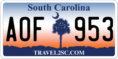 SC license plate AOF953