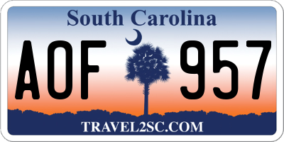 SC license plate AOF957