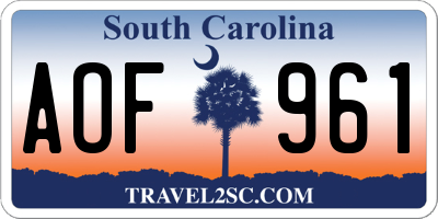 SC license plate AOF961
