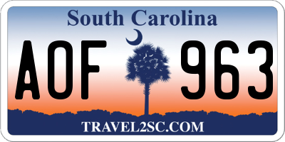 SC license plate AOF963
