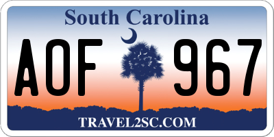SC license plate AOF967