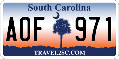 SC license plate AOF971
