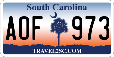SC license plate AOF973