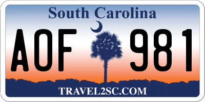 SC license plate AOF981