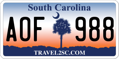 SC license plate AOF988