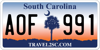 SC license plate AOF991