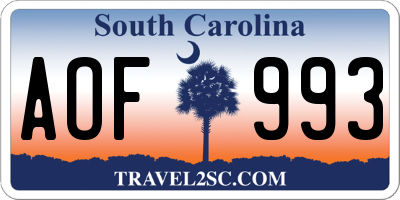 SC license plate AOF993