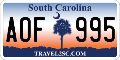 SC license plate AOF995