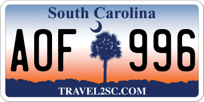 SC license plate AOF996