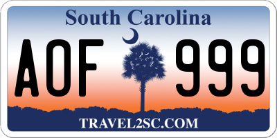 SC license plate AOF999
