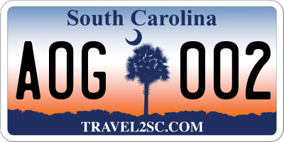 SC license plate AOG002