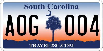SC license plate AOG004