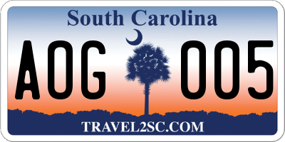 SC license plate AOG005