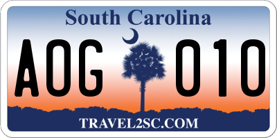 SC license plate AOG010