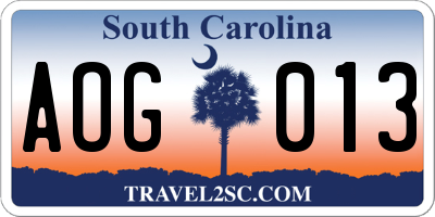 SC license plate AOG013