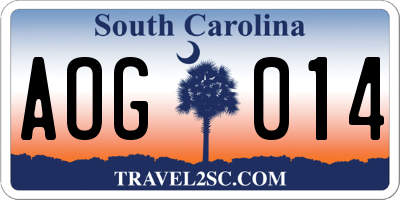 SC license plate AOG014