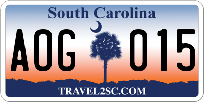 SC license plate AOG015