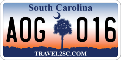 SC license plate AOG016