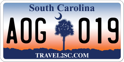 SC license plate AOG019
