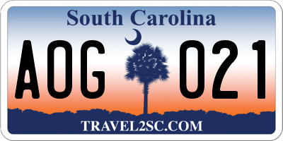 SC license plate AOG021