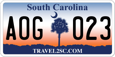 SC license plate AOG023