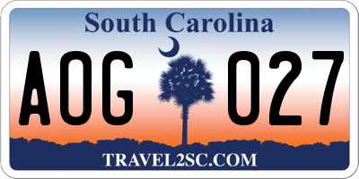 SC license plate AOG027