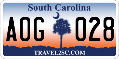 SC license plate AOG028