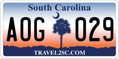 SC license plate AOG029