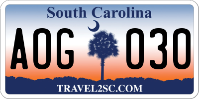 SC license plate AOG030