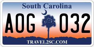 SC license plate AOG032