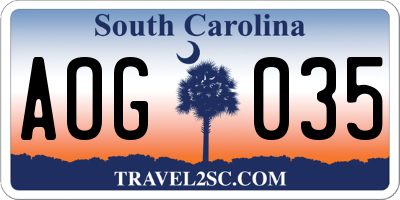SC license plate AOG035