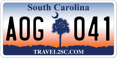 SC license plate AOG041